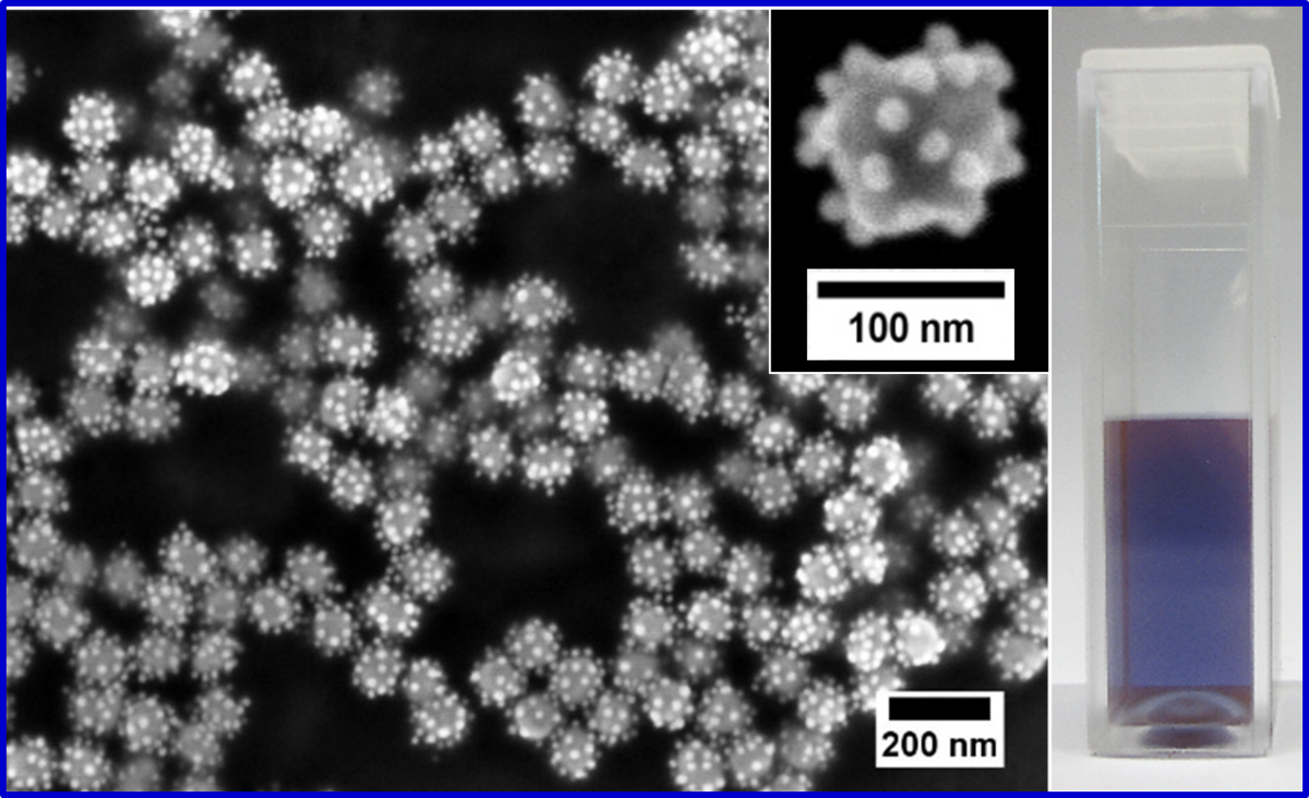 Enlarged view: 3D assembly of plasmonic nanoparticles to core satellite structures; Munish Chanana